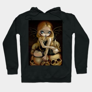 Creepy Cute Goth Fairy on Pile of Skulls Hoodie